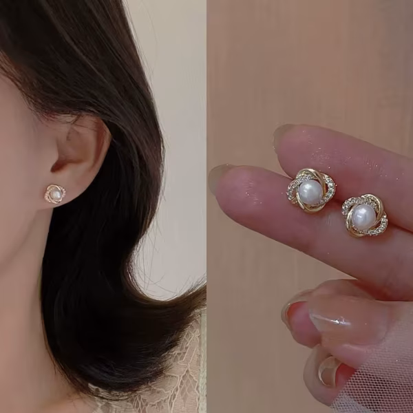 Shiny Bow Hoop Earrings- Gold Color