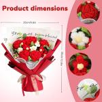 WenYa Handmade Crochet Red Rose Bouquet, Knitted Artificial Flowers with Gift Bag, Forever Flower Bouquet for Mother's Day, Valentine's, Teacher Gifts, Home Decor
