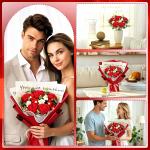 WenYa Handmade Crochet Red Rose Bouquet, Knitted Artificial Flowers with Gift Bag, Forever Flower Bouquet for Mother's Day, Valentine's, Teacher Gifts, Home Decor