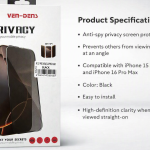 VEN‑DENS Privacy Screen Protector – Anti‑Spy Tempered Glass