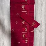 Dhakai Jamdani Classic Crimson Red  Saree with Blouse Piece
