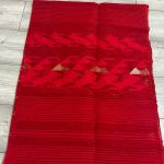 Dhakai Jamdani Radiant Red Chevron  Saree