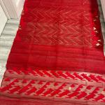 Dhakai Jamdani Radiant Red Chevron  Saree