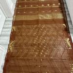 Dhakai Jamdani Elegant Copper Brown Saree with Blouse Piece
