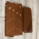 Dhakai Jamdani Elegant Copper Brown Saree with Blouse Piece